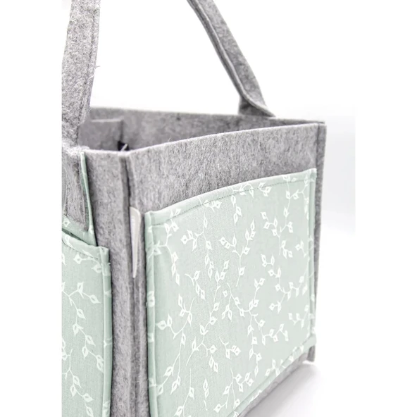 BabyJem Keçe Anne Bebek Bakım Çantası 772 Yeşil Çiçek - 3