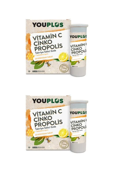 Youplus Vitamin C Çinko Propolis 20 Efervesan Tablet x 2 ADET