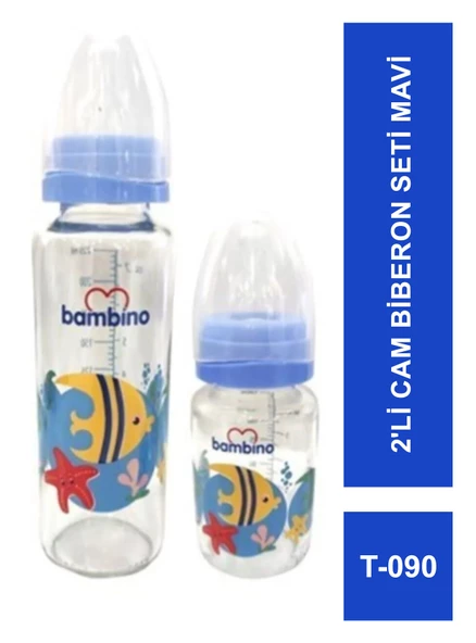 Bambino 2'li Cam Biberon Seti T-090Mavi