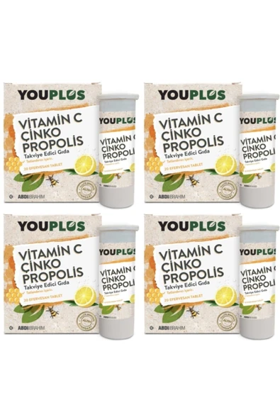 Youplus Vitamin C Çinko Propolis 20 Efervesan Tablet X 4 ADET