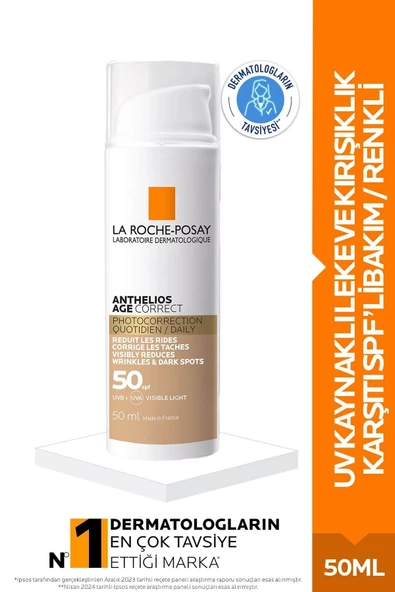 La Roche Posay Anthelios Age Correct Spf 50 Leke ve Kırışıklık Karşıtı Renkli Güneş Kremi 50 ml