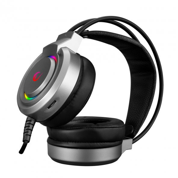 KULAKLIK RAMPAGE RM-X5 AIRS GRİ CMEDIA 100B CHİPSET USB RAİNBOW LED AYDINLATMALI MİKRAFONL - 4