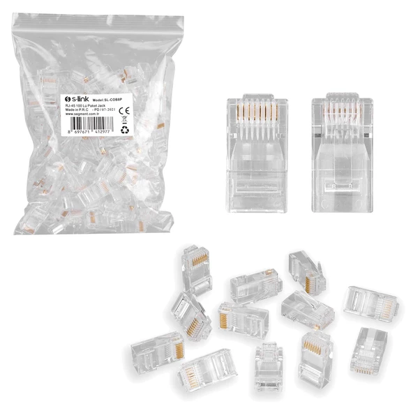 RJ45 SOKET CAT5 8P (100 ADET) S-LİNK SL-COB8P