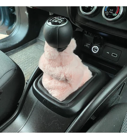 Yumuşak Peluş Vites Körüğü Vites Süsü Pudra Pembe - 3