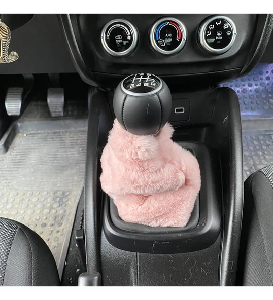 Yumuşak Peluş Vites Körüğü Vites Süsü Pudra Pembe - 2