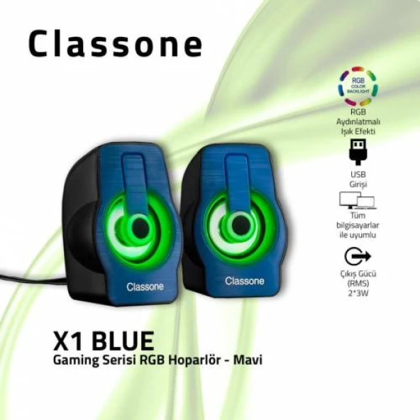 CLASSONE X1 BLUE  RGB GAMİNG HOPARLÖR - MAVİ