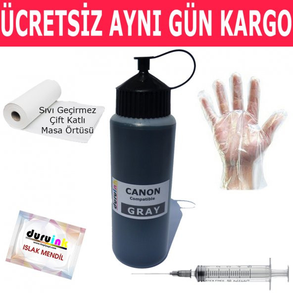 CANON MG7752 MG7753 6150 500ML GRAY GRİ MÜREKKEP DURUINK HEDİYELİ KARTUŞ DOLUM MÜREKKEBİ