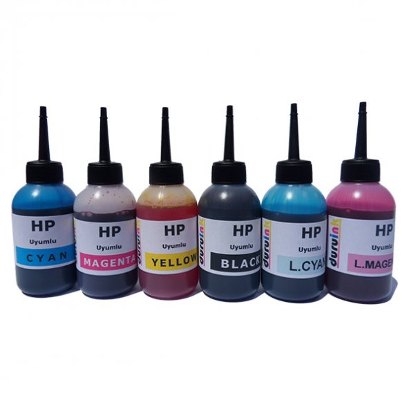 HP C6288 C7180 C7183 6X100ML MUADİL MÜREKKEP SETİ DURUINK 6 RENK DOLUM PHOTOSMART KARTUŞ DOLUM MÜREKKEBİ - Resim 2