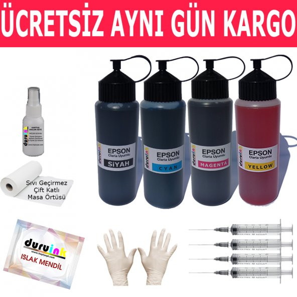 EPSON WF2750DWF WF7015 WF3520DWF 4X500ML MUADİL MÜREKKEP SETİ DURUINK 4 RENK  KARTUŞ DOLUM MÜREKKEBİ