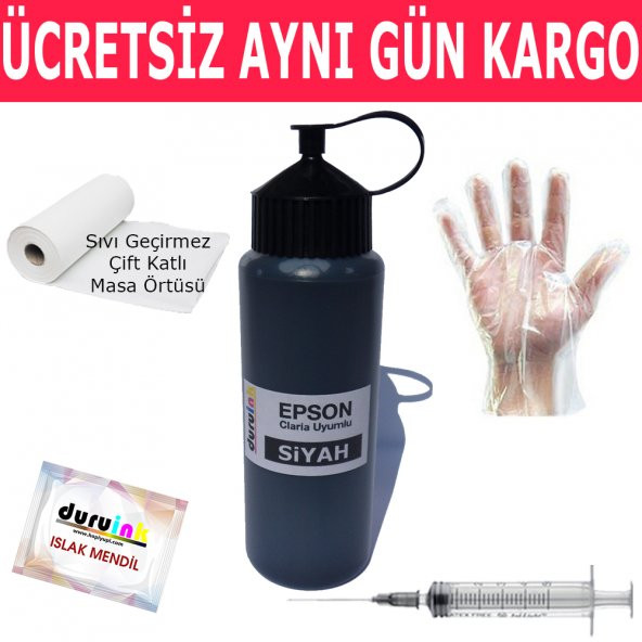EPSON WF2750DWF WF7015 WF3520DWF 500ML SİYAH MUADİL MÜREKKEP DURUINK HEDİYELİ KARTUŞ DOLUM MÜREKKEBİ