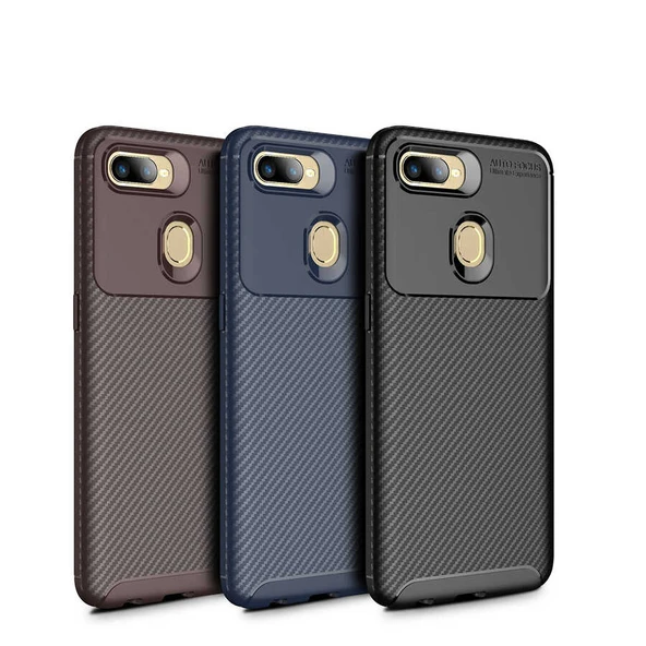 Oppo A12 - Kılıf Auto Focus Karbon Negro Silikon Kapak - Resim 5