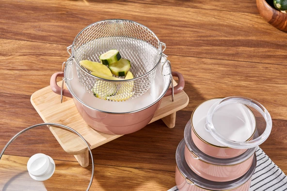 Bonera 22cm Emaye Cam Kapaklı Kızartma Tenceresi - 4