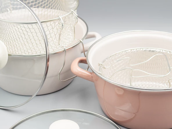 Bonera 22cm Emaye Cam Kapaklı Kızartma Tenceresi - 8