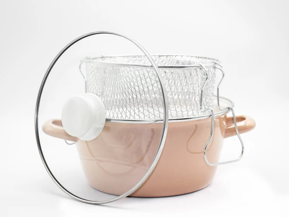 Bonera 22cm Emaye Cam Kapaklı Kızartma Tenceresi - 7