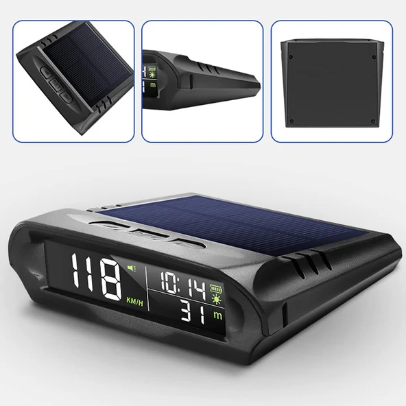 HyMark Evrensel GPS Hız Göstergesi Araç Güneş Enerjili Hız Ölçer S98 HUD Ekranı - 6