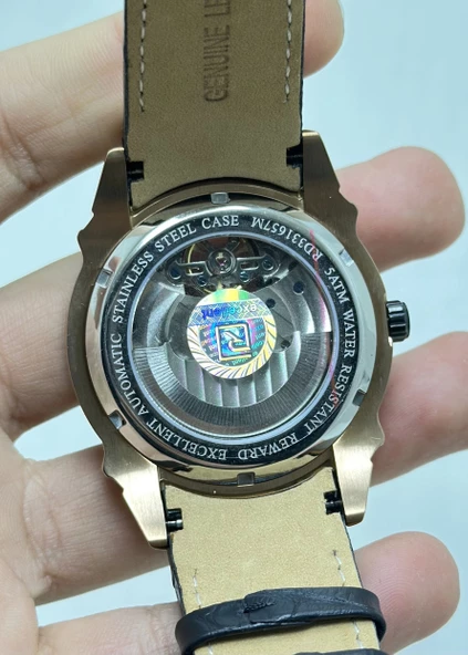 Reward Siyah Deri Kordon Otomatik Erkek Kol Saati - Resim 3