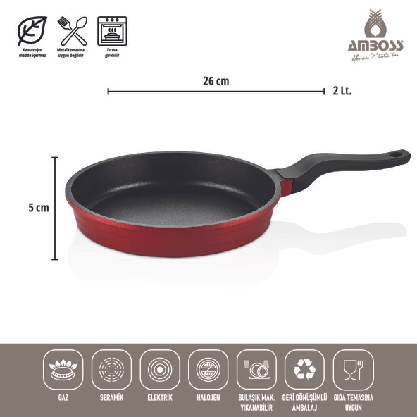 Amboss 7 Parça Copper Döküm Tencere Seti (Kırmızı) - 6