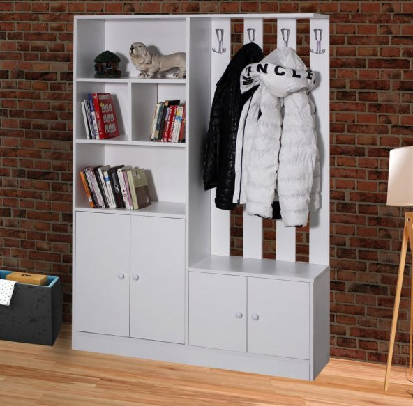 Chic Life Mekbuda Ayakkabılıklı Vestiyer Portmanto - Beyaz - 2