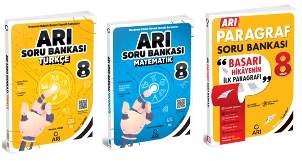 ARI YAYINCILIK 8. SINIF Türkçe + Matematik + Arı Paragraf Soru Bankası