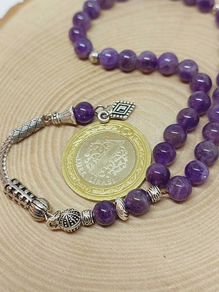 Ametist Taşı Tesbih 33Lük 6mm (1258) - Resim 5