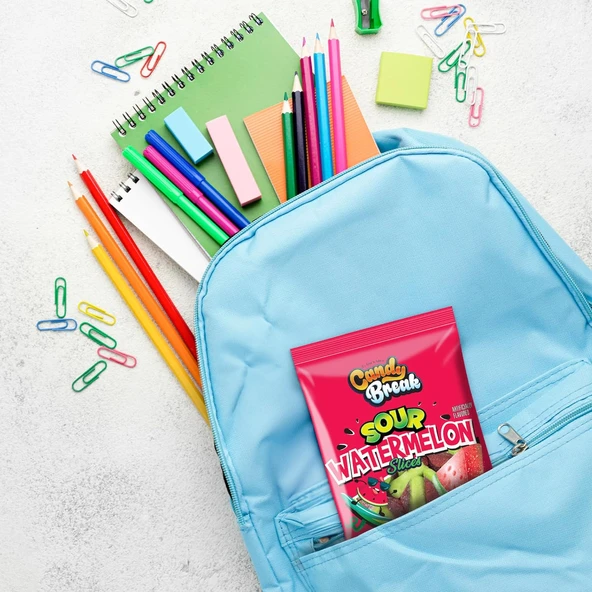 Candy Break Sour Watermelon Karpuz Aromalı Ekşi Yumuşak Şeker 113 Gr - 6
