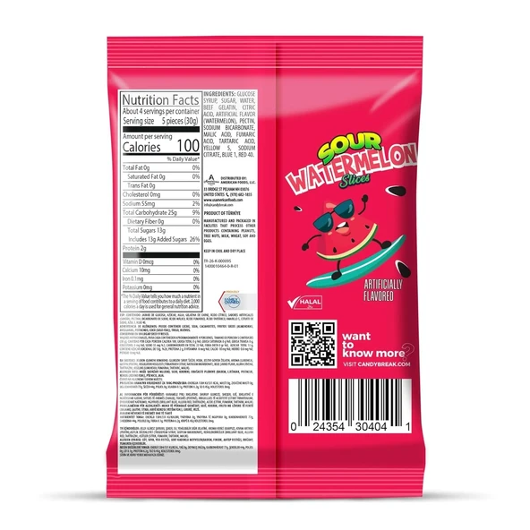 Candy Break Sour Watermelon Karpuz Aromalı Ekşi Yumuşak Şeker 113 Gr - 5