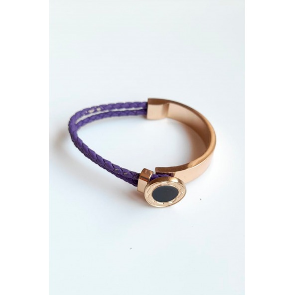 Gold Zirkon Siyah Yuvarlak Bileklik - Resim 2