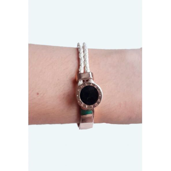 Gold Zirkon Siyah Yuvarlak Bileklik - Resim 4