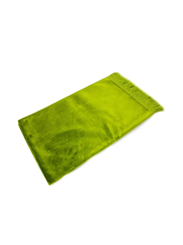 Lüks Düz Desensiz Kadife Velür Seccade – Açık Yeşil - Resim 2