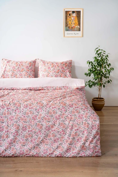 Pembe Bahar Tek Kişilik Nevresim Takımı Pamuklu