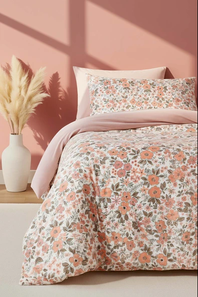 Rivaİstanbul Pembe Bahar Tek Kişilik Nevresim Takımı Pamuklu ürün görseli 1