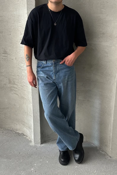 Erkek Ekstra Baggy Jean Pantolon - 4