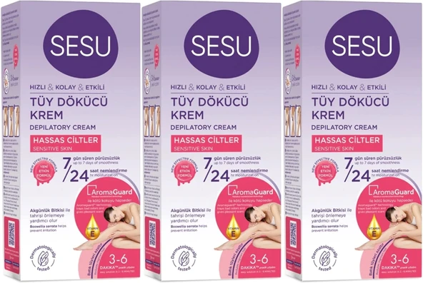 Sesu Tüy Dökücü Krem 40ML Hassas Ciltler/Sensitive (3 Lü Set)