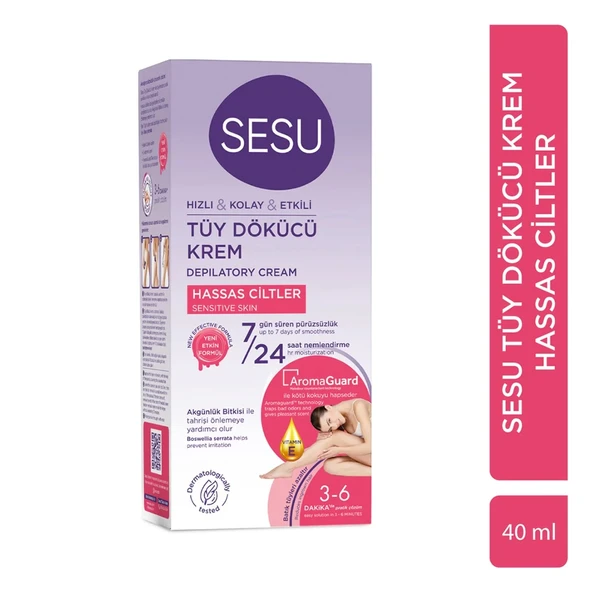 Sesu Tüy Dökücü Krem 40ML Hassas Ciltler/Sensitive (2 Li Set) - 3