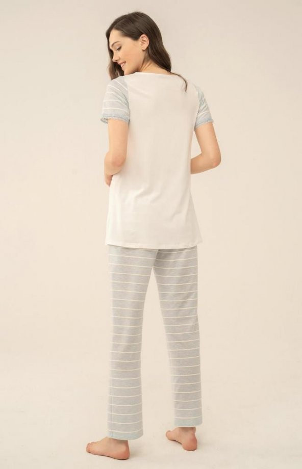 Feyza 4115 Mavi  Hamile Lohusa Pijama  Takım - 4