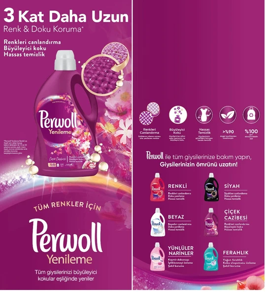 Perwoll Sıvı Çamaşır Deterjanı 2.75LT Çiçek Cazibesi Tüm Renkler (50 Yıkama) - 4
