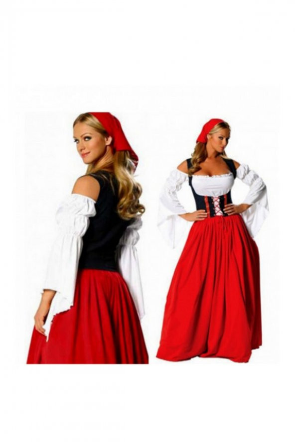 Bayerische Yetişkin Kadın Kostümü Alman Köylü Kostümü