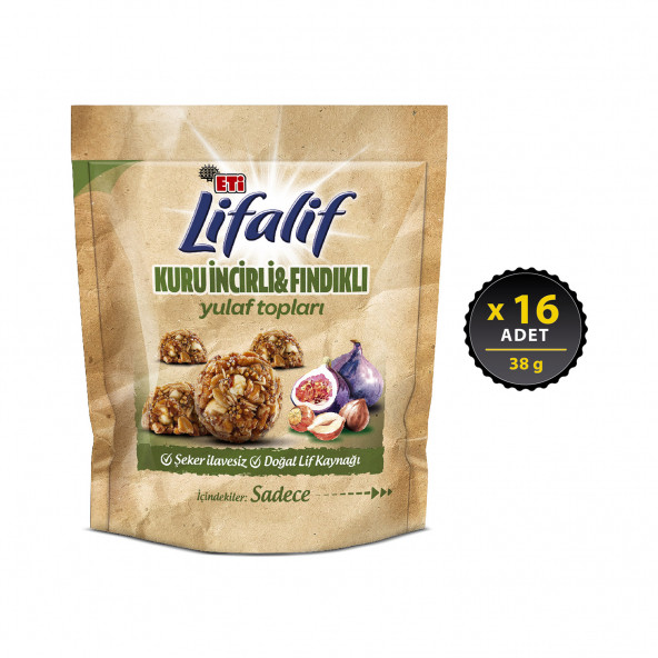 Eti Lifalif Kuru İncirli Fındıklı Yulaf Topları 38 g x 16 Adet
