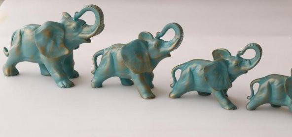 MISS GAYA TURKUAZ ALTIN VARAKLI 7LI FIL SET - 2