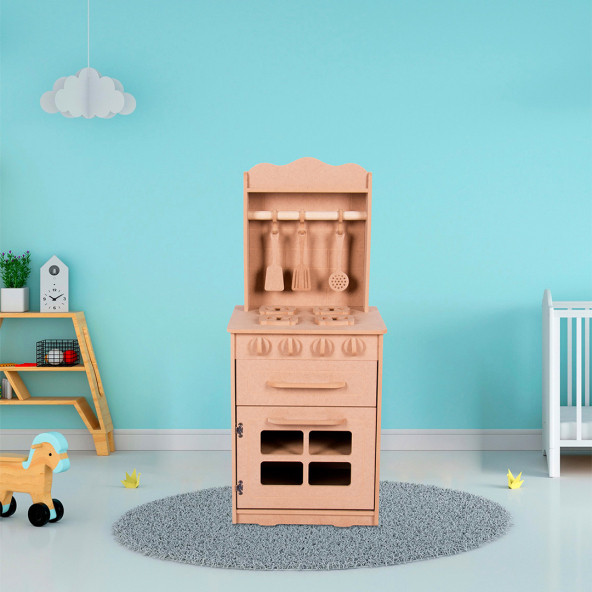 Çocuk Mutfak Oyun Seti Oyuncak Evi Kutusu Dolabı Dolap Çocuk Bebek Odası Ahşap