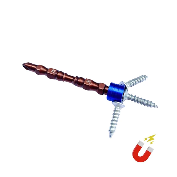 Elka S2 Çeliği Çift Yönlü Mıknatıslı Yıldız Bits Uç-Ucu PH2x65mm - Resim 2