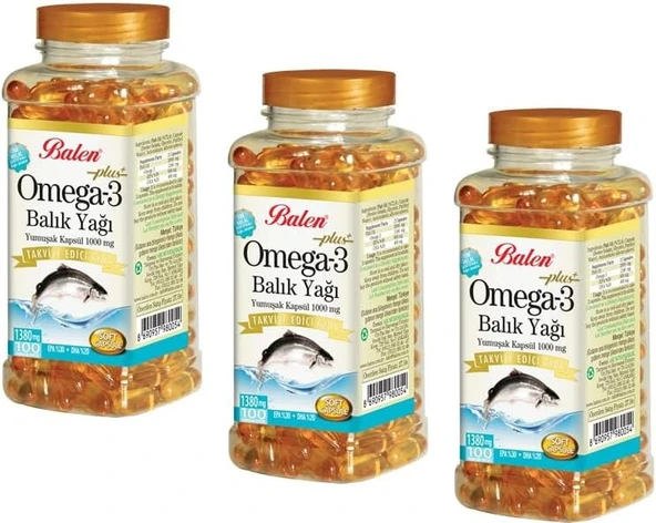 Balen Omega 3 Balık Yağı 1380 mg 100 Kapsül 3'lü