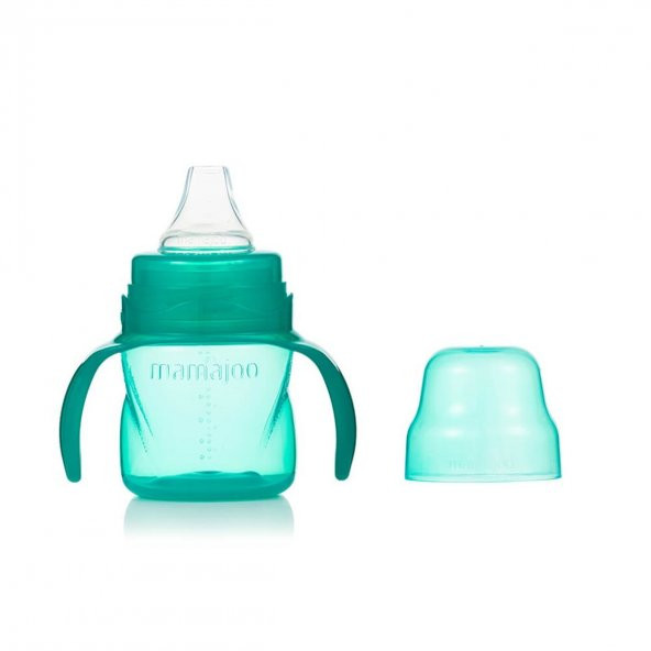 Mamajoo Kulplu Eğitici Bardak 160 ml & İkili Beslenme Kaşığı/Yeşil - 3