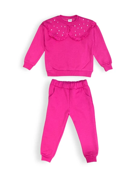 3iplik İçi Polarlı incili Kız Çocuk Eşofman MNK414418 ürün görseli 1