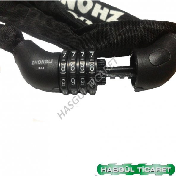 Hsgl Bisiklet   4mm X 120cm  Şifreli Zincir Kilit - 2