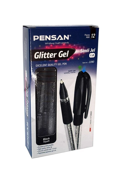Pensan Glitter Gel Simli Jel Kalem 12 Adet - 4