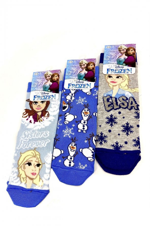 Lisanslı Disney Frozen 3lü kız çocuk çorap