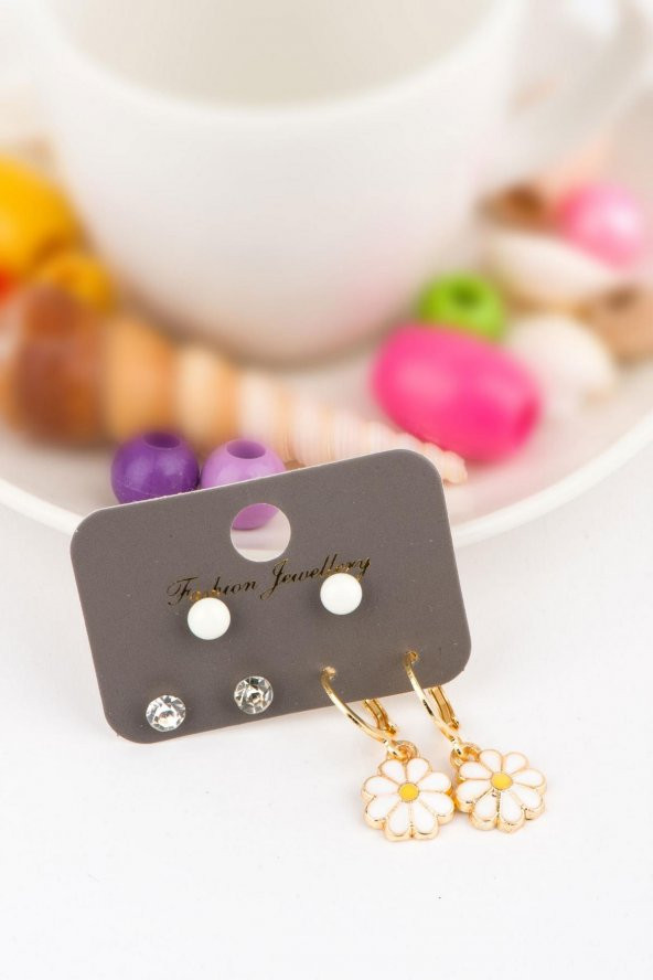 Soobepark Papatya Tasarım Çoklu Küpe Sarı Renk - 2