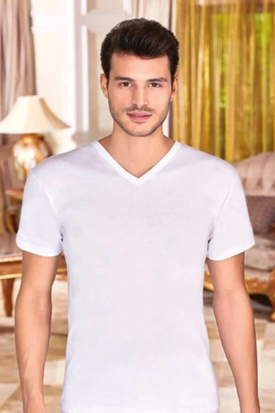 Berrak Erkek Beyaz V Yaka Fanila Atlet 3'Lü Paket - 1007  Beyaz M - Resim 2