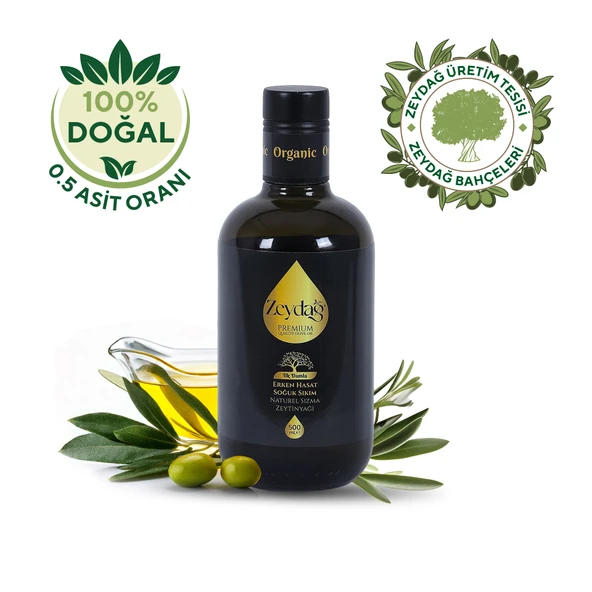 ZEYDAĞ İlk Damla 500 ml Erken Hasat Soğuk Sıkım Natural Sızma Zeytinyağı